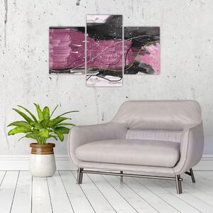 Kép - Rózsaszín-fekete absztrakció (90x60 cm)