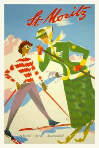 Festmény reprodukció Vintage Travel Poster (Ski Season / Snow), (26.7 x 40 cm)