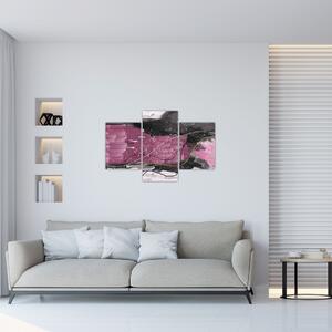 Kép - Rózsaszín-fekete absztrakció (90x60 cm)