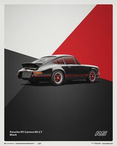 Művészeti nyomat Porsche 911 RS - 1973 - Black, (40 x 50 cm)