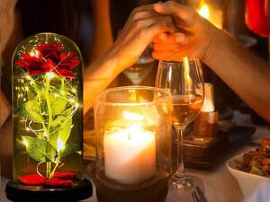 EIRA örökrózsa üvegből LED világítással