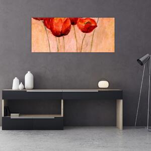 Kép - piros tulipán (120x50 cm)