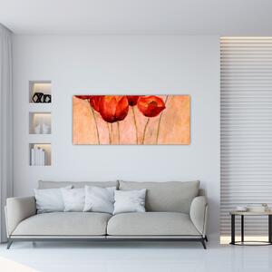 Kép - piros tulipán (120x50 cm)