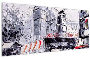 Kép - utca Párizsban, olajfestmény (120x50 cm)