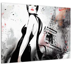 Kép - A hölgy és az Eiffel-torony (70x50 cm)