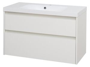 Mereo Mereo, Opto, Fürdőszobaszekrény öntött márvány mosdóval, 101 cm, fehér, MER-CN912M