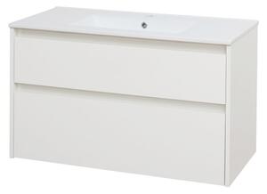Mereo Mereo, Opto, fürdőszoba szekrény kerámia mosdóval 101 cm, fehér, MER-CN912