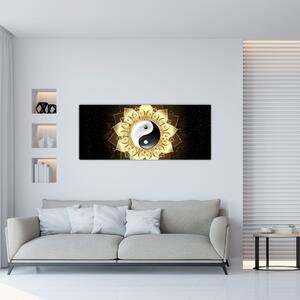 Kép - arany yin-yang (120x50 cm)