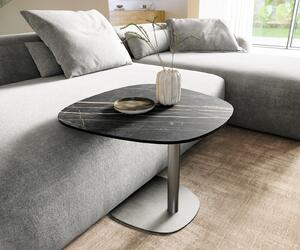 DELIFE Dohányzóasztal Edge hajóformájú 60x60 cm Laminam® kerámia Noir Desir barna Eleny szálcsiszolt rozsdamentes acél