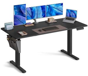 Elektromos állítható magasságú íróasztal, 160×70 cm, 4 memóriapozícióval, fekete