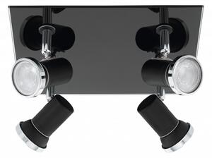LED lámpatest , mennyezeti , spot , 4 x 3 Watt , meleg fehér , üveg , fekete , IP44 , EGLO , TAMARA 1 , 33678