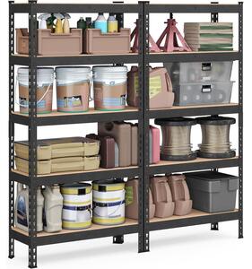 SONGMICS 5 szintes polcrendszer készlet 2 db-os, 30×75×150 cm, fekete