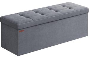 Összecsukható Puff Tárolópad 38 x 110 x 38 cm, 300 kg teherbírás, szürke