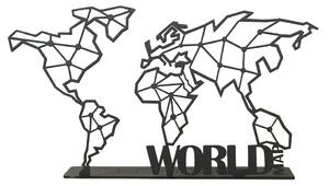World Map Pod Asztali dekoráció 30x3x16 Fekete
