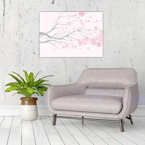 Kép - rózsaszín virágok (70x50 cm)