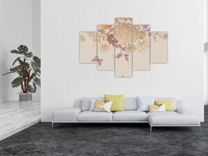 Kép - szüret virágok és pillangók (150x105 cm)