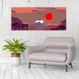 Kép - A Fuji-hegy illusztrációi (120x50 cm)