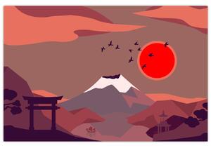 Kép - A Fuji-hegy illusztrációi (90x60 cm)
