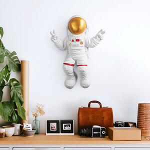 Peace Sign Astronaut - 1 Fali dekoráció 35x10x47 Fehér-Arany