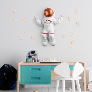 Peace Sign Astronaut - 3 Fali dekoráció 35x10x47 Fehér-Bronz