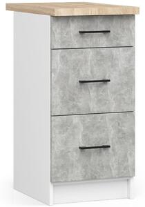 Alsó konyhaszekrény Organo 40 3S (fehér + beton)
