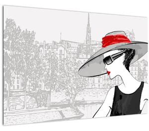Kép - hölgy a városban (90x60 cm)