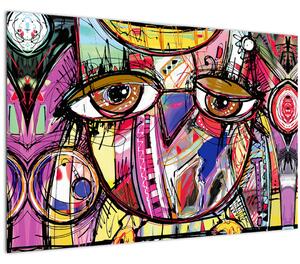 Kép - utca, művészet - bagoly (90x60 cm)