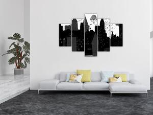 Kép - Város feliratokkal és mintákkal (150x105 cm)