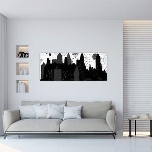 Kép - Város feliratokkal és mintákkal (120x50 cm)