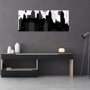 Kép - Város feliratokkal és mintákkal (120x50 cm)