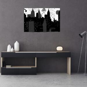 Kép - Város feliratokkal és mintákkal (90x60 cm)