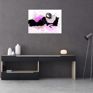 Kép - Nő egy fekete macskával (70x50 cm)
