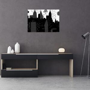 Kép - Város feliratokkal és mintákkal (70x50 cm)