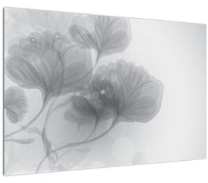 Szürke árnyalatú virágok képe (90x60 cm)