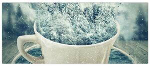 Kép - Téli világ egy bögrében (120x50 cm)