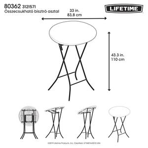 Lifetime asztal kerek bisztró összecsukható 84 cm