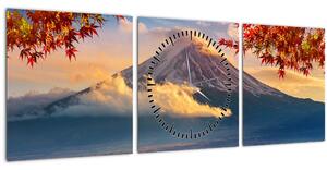 Kép - japán, Fuji hegy (órával) (90x30 cm)