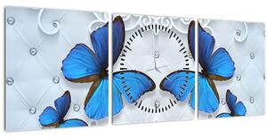 Kép - kék pillangók (órával) (90x30 cm)