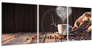 Kép - Kávé idő (órával) (90x30 cm)