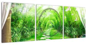 Kép - Trópusi kertre néző kilátás (órával) (90x30 cm)