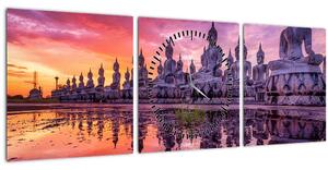 Kép - Buddhák naplementekor (órával) (90x30 cm)