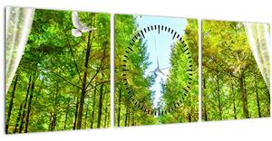 Kép - Kilátás az erdőre (órával) (90x30 cm)