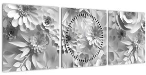 Kép - Fehér virágok (órával) (90x30 cm)