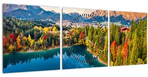 Kép - Urisee-tó, Ausztria (órával) (90x30 cm)