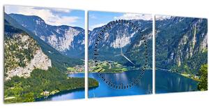 Kép - Hallstatt tó, Hallstatt, Austria (órával) (90x30 cm)