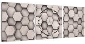 Kép - Hatszögek beton kivitelben (órával) (90x30 cm)