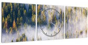 Fák képe a ködben (órával) (90x30 cm)