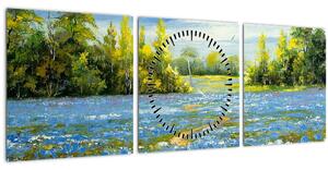 Kép - ösvény a mezőn, olajfestmény (órával) (90x30 cm)