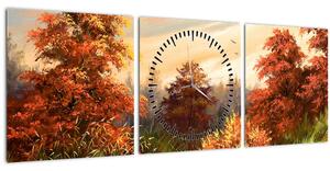 Kép egy folyóról egy őszi tájban, olajfestmény (órával) (90x30 cm)