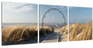 Kép - Homokos strand Langeoog szigetén, Németországban (órával) (90x30 cm)